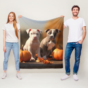 Pitbull Welpe Herbst Delight Pumpkin Fleecedecke