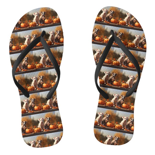 Pitbull Welpe Herbst Delight Pumpkin Flip Flops (Fußbett)