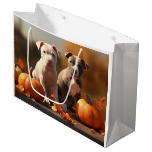 Pitbull-Welpe Herbstfreude Kürbis  Große Geschenktüte