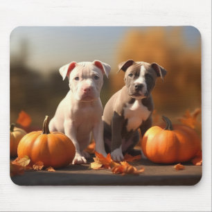 Pitbull-Welpe Herbstfreude Kürbis Mousepad