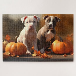 Pitbull-Welpe Herbstfreude Kürbis  Puzzle