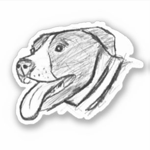 Pitbull Zeichnung einfache Hunde Liebhaber Schwarz Aufkleber