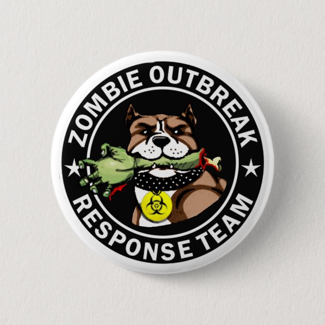 Pitbull-Zombie-Ausbruch-Warteteam-Logo Button (Vorderseite)