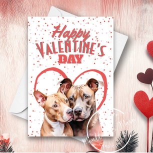 Pitbulle Hunde in Liebe Valentinstag-Karte Karte