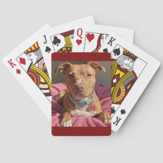 Pitbulliebhaber beim Kartenspielen - Poker Spielkarten