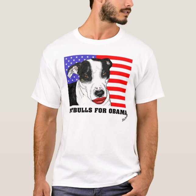 Pitbulls für Obama 2008 T-Shirt (Vorderseite)