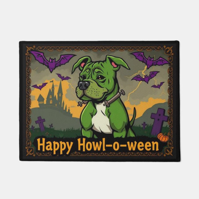 Pitbullstein Happy Howl-o-ween Fußmatte (Vorderseite)