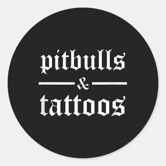 Pitbuls und Tattoos Funny Tattooed Hunde Eigentüme Runder Aufkleber (Vorderseite)