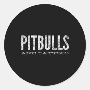 Pitbuls und Tattoos-Neuheit für Hunde Runder Aufkleber