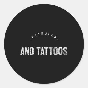 Pitbuls und Tattoos-Neuheit Runder Aufkleber
