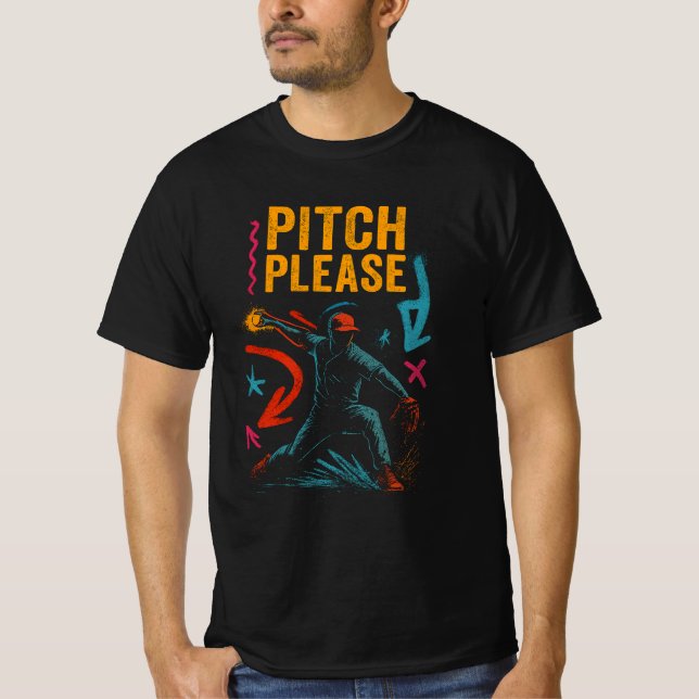 Pitch bitte - Neon Graffiti Baseball T-Shirt (Vorderseite)