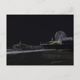 Pitch Black Neon Santa Monica Pier Postkarte