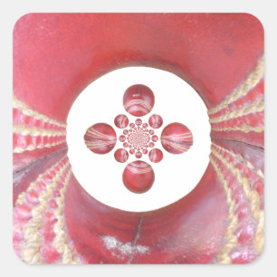 Pitch Kaleidoskop: Cricket Balls The Game's Heart Quadratischer Aufkleber