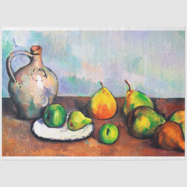 Pitcher and Fruit, Paul Cezanne Seidenpapier (Vorderseite)
