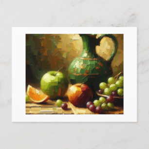 Pitcher, Trauben und Äpfel Postkarte