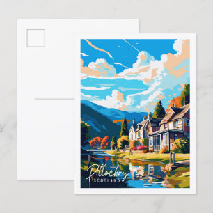 Pitlochry Schottland Vintage-Reiseillustration Postkarte