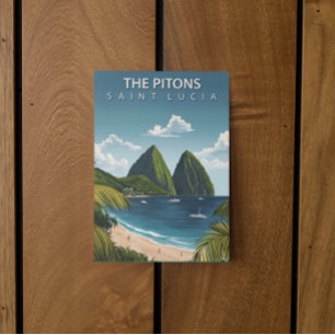 Pitons San Lucia Karibischer Jahrgang Postkarte