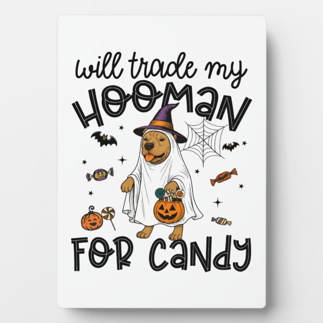 Pitpull Dog Halloween Ghost Spooky Fotoplatte (Vorderseite)