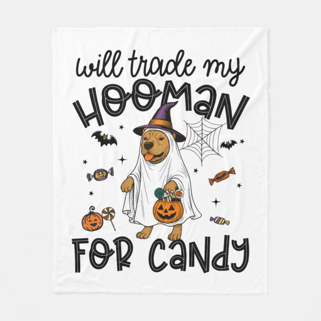 Pitpull-Hund Halloween Geist Gruselig Fleecedecke (Vorderseite)