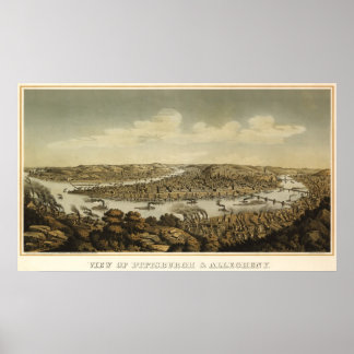 Pitsburgh Birdseye Karte - 1874 (Krebs) BigMapBlog Poster