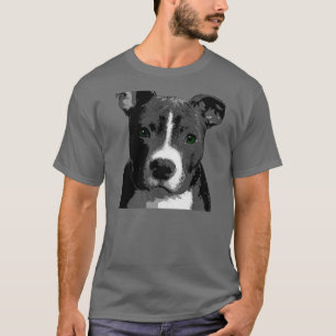 Pitt Bull Dog Big Green Eyes Picture Tee Shirt obe