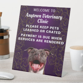 Pittbull Veterinary Willkommen Sockelschild