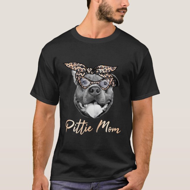 Pittie Mama Niedlich Pitbull Mama Leopard Print Pi T-Shirt (Vorderseite)
