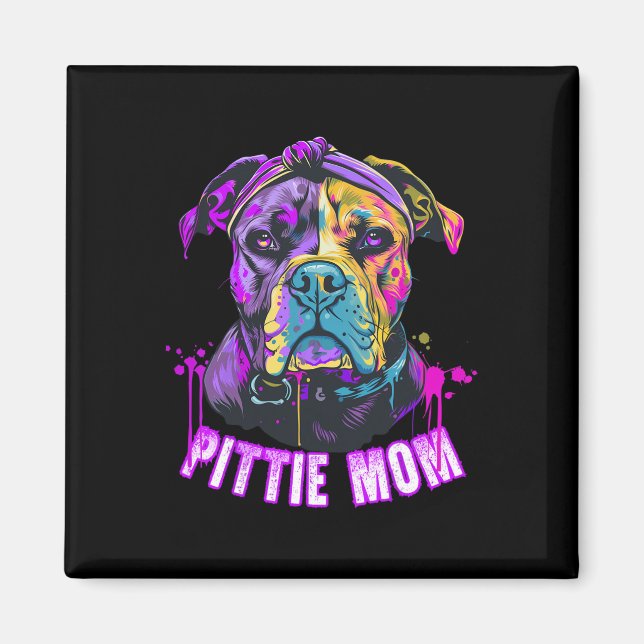 Pittie Mama Pitbull Hund Liebt Muttertag Magnet (Vorne)
