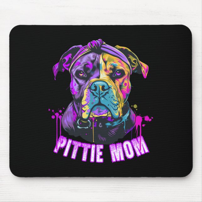 Pittie Mama Pitbull Hund Liebt Muttertag Mousepad (Vorne)