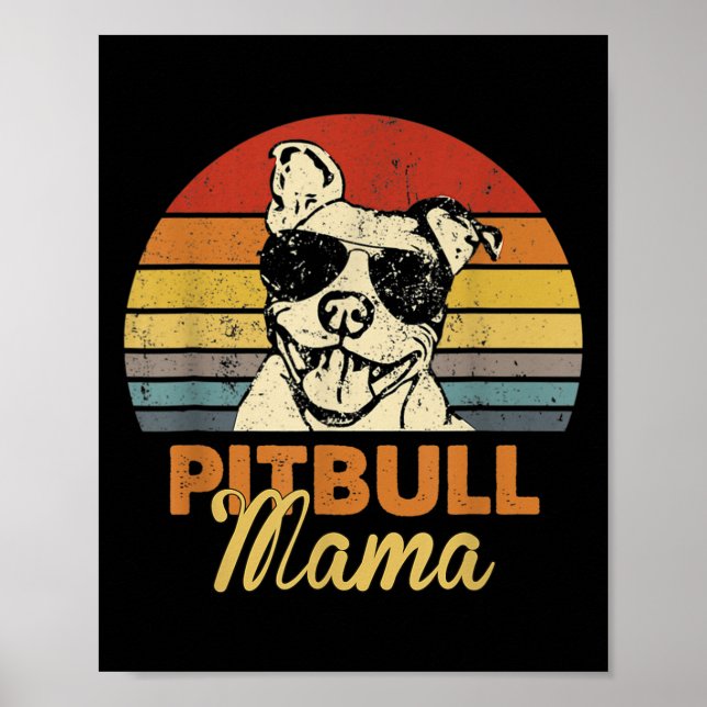 Pittie Mama Pitbull Mama Funny Mütter Day Vint Poster (Vorne)
