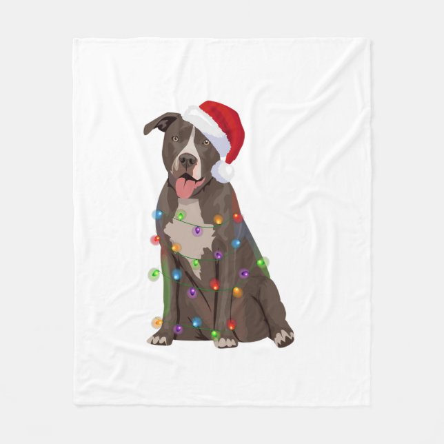 Pittie Pitbuli Weihnachtslicht Weihnachten Weihnac Fleecedecke (Vorderseite)