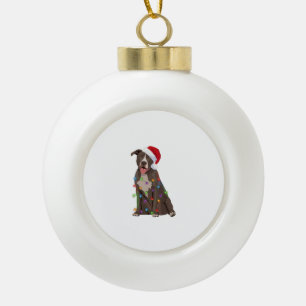 Pittie Pitbuli Weihnachtslicht Weihnachten Weihnac Keramik Kugel-Ornament