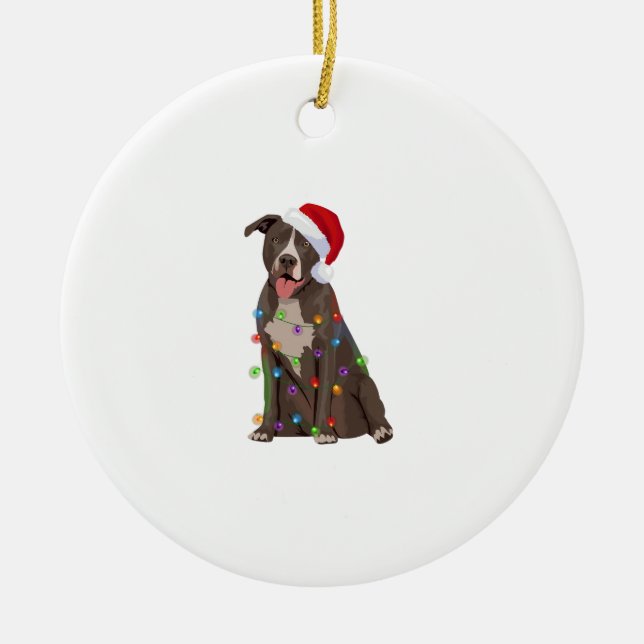 Pittie Pitbuli Weihnachtslicht Weihnachten Weihnac Keramik Ornament (Vorne)