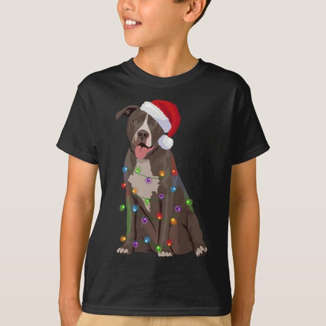 Pittie Pitbuli Weihnachtslicht Weihnachten Weihnac T-Shirt (Vorderseite)