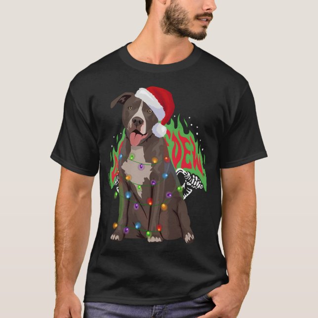 Pittie Pitbuli Weihnachtslicht Weihnachten Weihnac T-Shirt (Vorderseite)