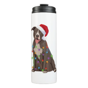 Pittie Pitbuli Weihnachtslicht Weihnachten Weihnac Thermosbecher