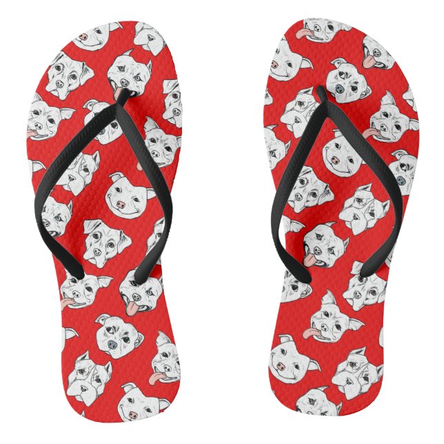 "Pittie Pittie bitte!" Hund, der Muster zeichnet Flip Flops (Fußbett)