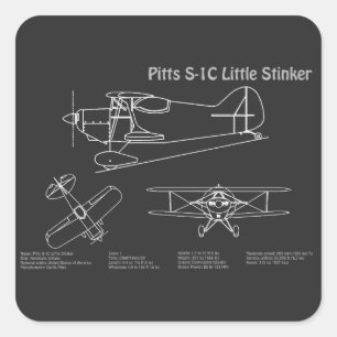 Pitts S-1C - Flugzeugkonzepte PD Quadratischer Aufkleber