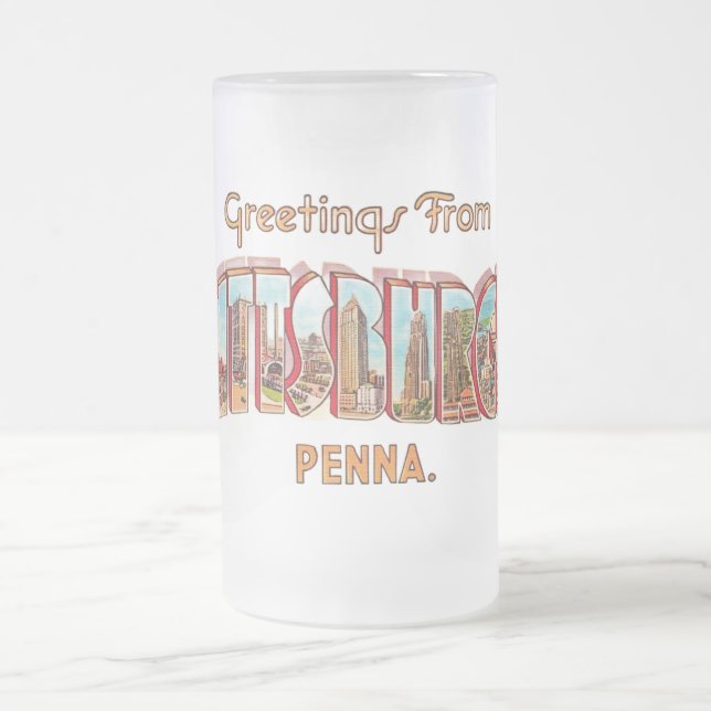 Pittsburg Gruß  Mattglas Bierglas (Mittel)