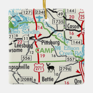 Pittsburg TX Road Map Keramikornament