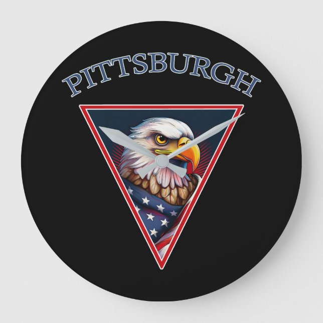 Pittsburgh American Bald Eagle Große Wanduhr (Vorderseite)