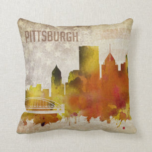 Pittsburgh, Aquarell-Stadt-Skyline PAs Kissen