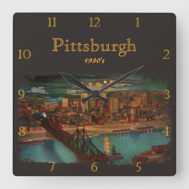 Pittsburgh bis zum den Mondscheindreißiger jahren Quadratische Wanduhr