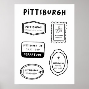 Pittsburgh - Briefmarke für Reisen Minimalistisc Poster