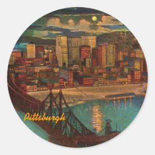 Pittsburgh by Moonlight Vintage Aufkleber