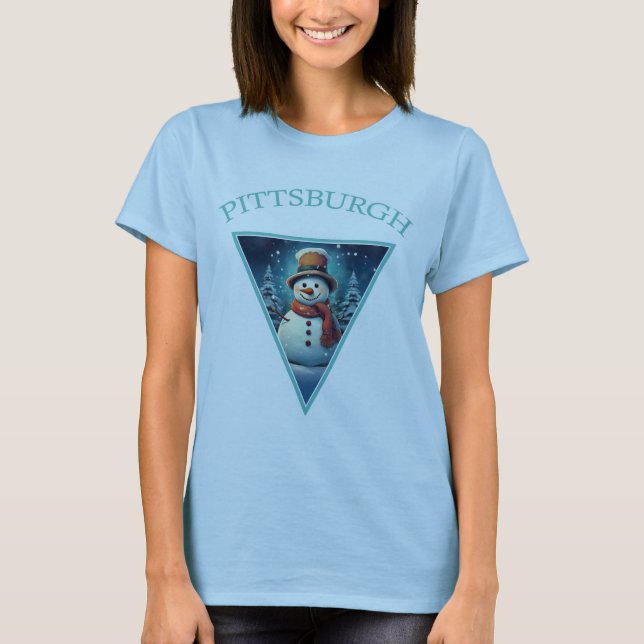 Pittsburgh Christmas Snowman T-Shirt (Vorderseite)