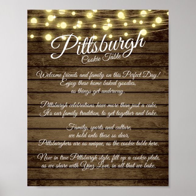 Pittsburgh Cookie Table Rustikale Hochzeit Poster (Vorne)