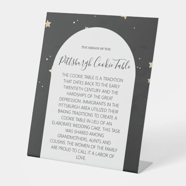 PITTSBURGH COOKIE TABLE SIGN WEDING SOCKELSCHILD (Vorderseite)