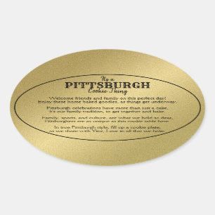 Pittsburgh Cookie Table Theme Gold Ovaler Aufkleber