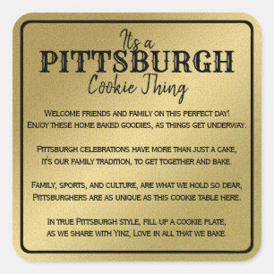 Pittsburgh Cookie Table Theme Gold Quadratischer Aufkleber